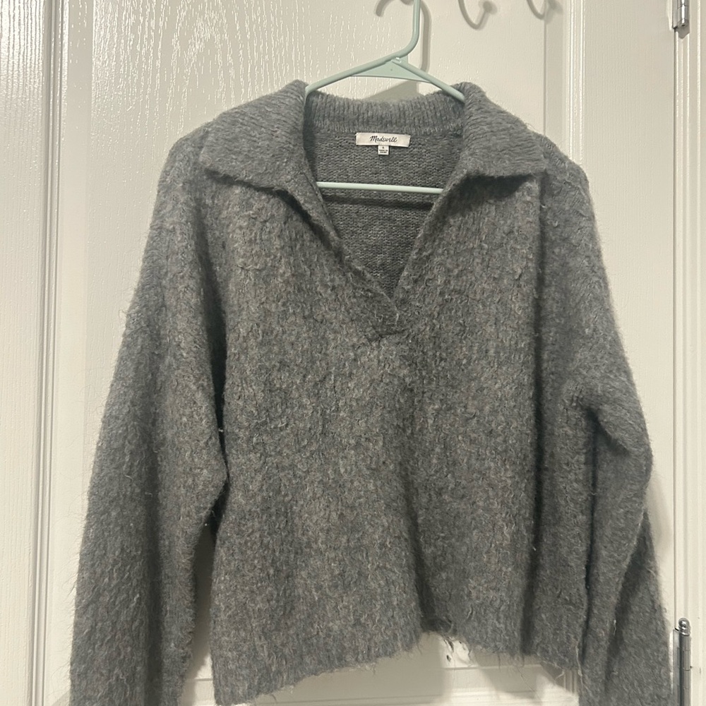 Madewell Gray Fuzzy Sweater